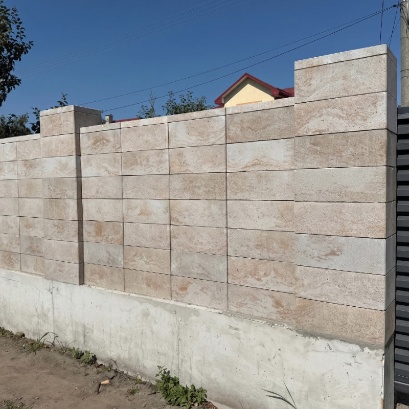 Блок парканний рядовий 19-19-50 Травертин